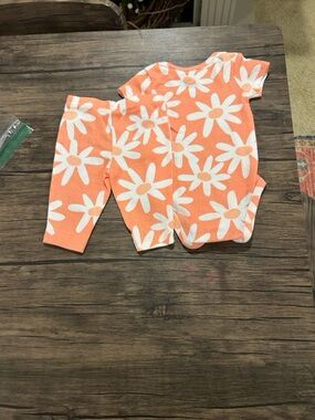 Carter's Orange and White Daisy 2-Piece Baby Set